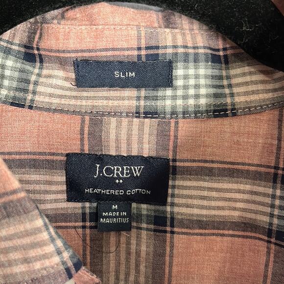 J. Crew Pink Plaid Button Down Long Sleeve Cotton Slim Fit Shirt Size Medium - Picture 2 of 8